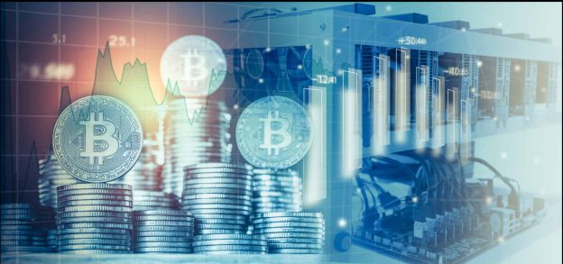 computer for bitcoin mining and bitcoin coin on a stock market charts 101144504