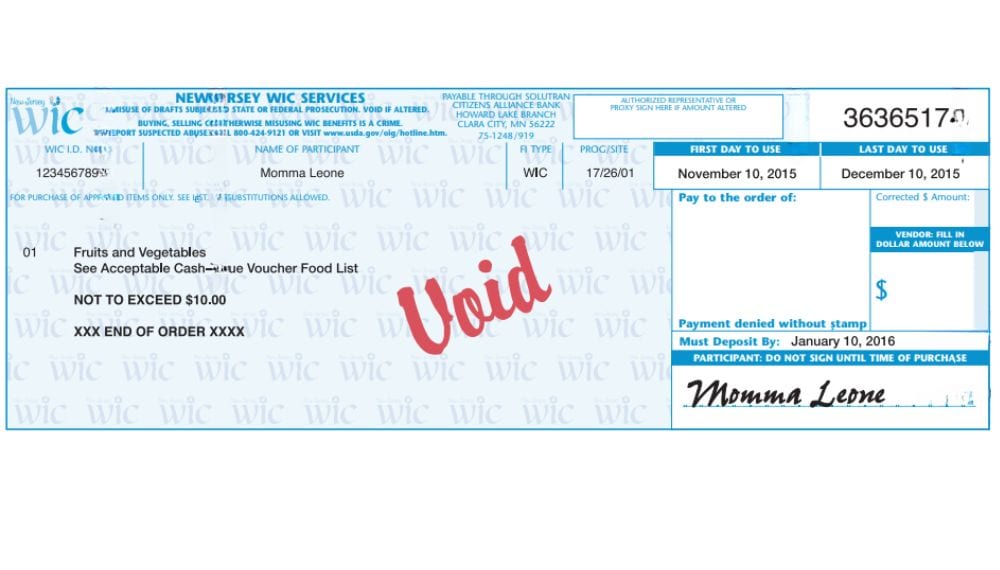 WIC Cash Value Voucher