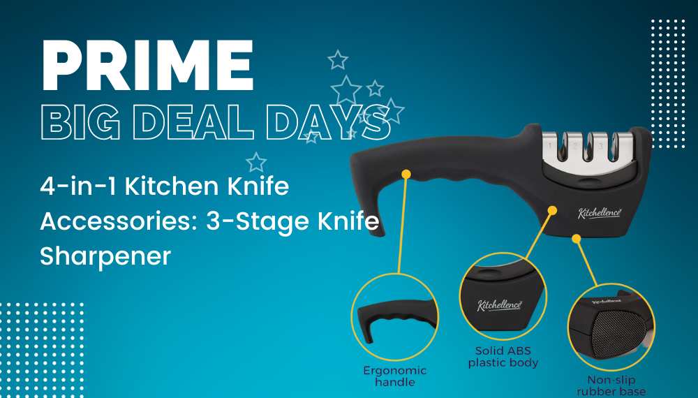 4-in-1 Kitchen Knife Accessories: 3-Stage Knife Sharpener 