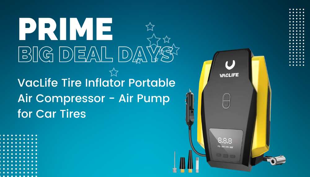 VacLife Tire Inflator Portable Air Compressor - Air Pump for Car Tires