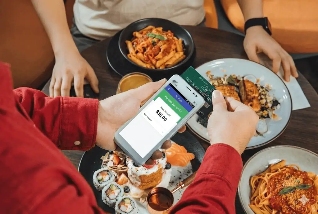 Mobile payment with Host Merchant Services at a restaurant.