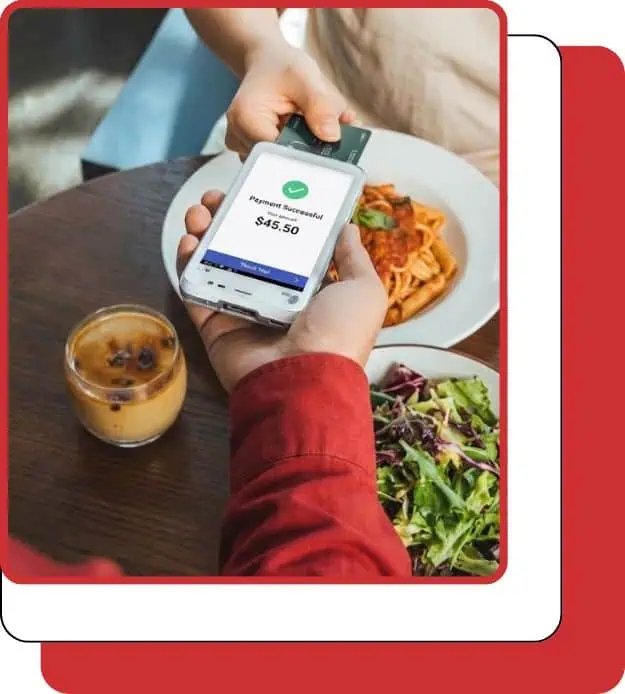 Contactless payment with Host Merchant Services at a restaurant.
