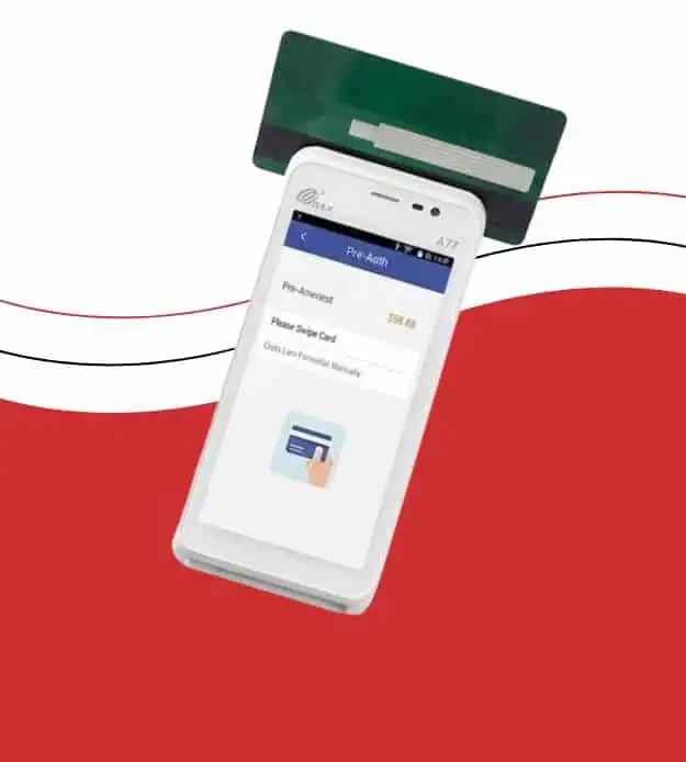 Contactless payment using mobile device and card reader for Host Merchant Services.