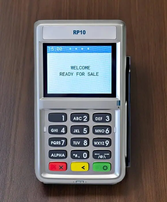 Contactless payment terminal for Host Merchant Services, secure transaction device.