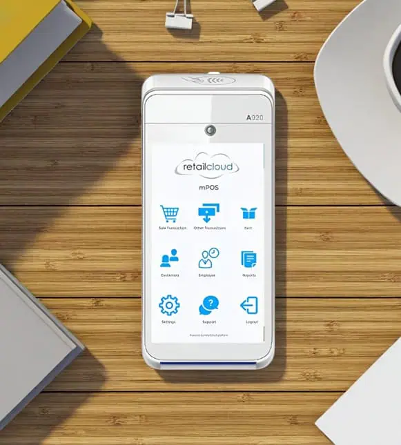 Mobile point of sale device for Host Merchant Services, enabling secure payment processing.