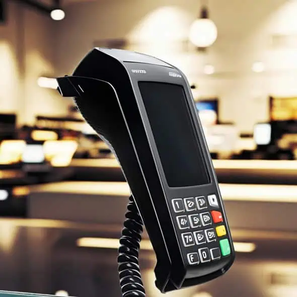 Portable payment terminal for Host Merchant Services credit card processing.