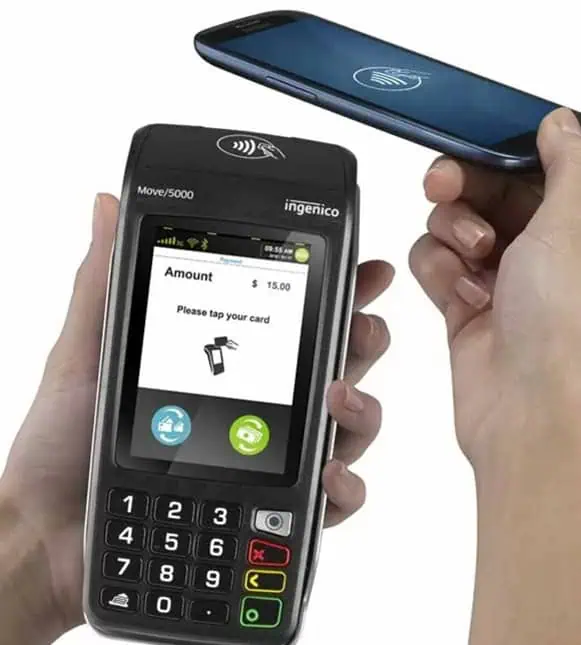 Contactless payment terminal for Host Merchant Services transactions.