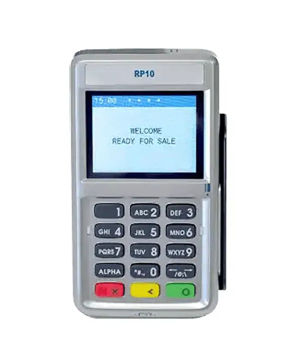 Portable payment terminal for Host Merchant Services payment processing system.